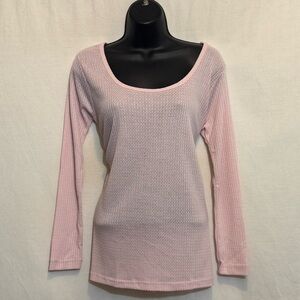 D-62 Sweet Pink Long Sleeve‎ Pullover Casual Blouse Size L